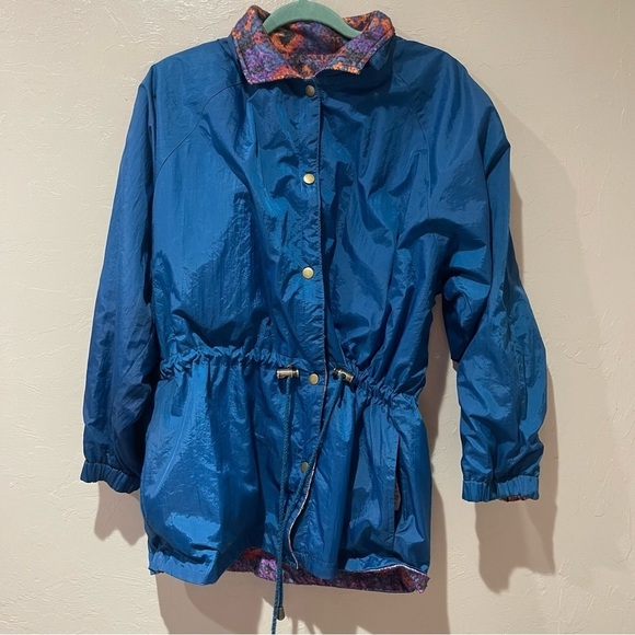 80s Retro Vtg. Reversible Abstract Windbreaker Jacket SM - Picture 6 of 8